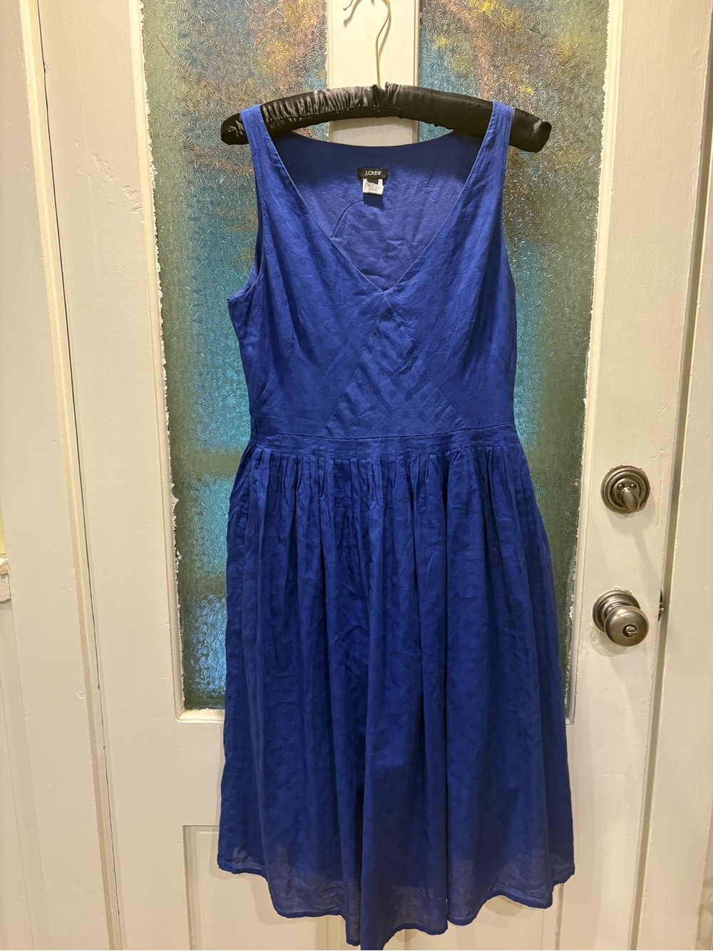 J. Crew 6 Sleeveless V-Neck Dress in Cobalt Blue 💯 %Cotton